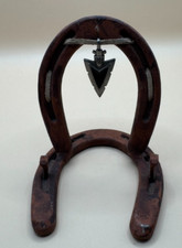 Cast Iron Metal Horseshoe Business Card Holder for Office or Front Desk