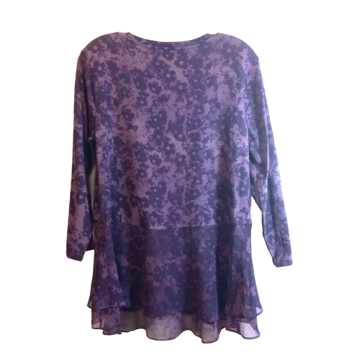 Simply Vera, Vera Wang Damen Top Gr. M Lila Langarm mit transparenten Stufen - Bild 8 von 14