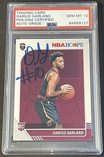 Darius Garland Signed 2019-20 NBA Hoops RC Card Cavaliers PSA/DNA Slab Gem 10