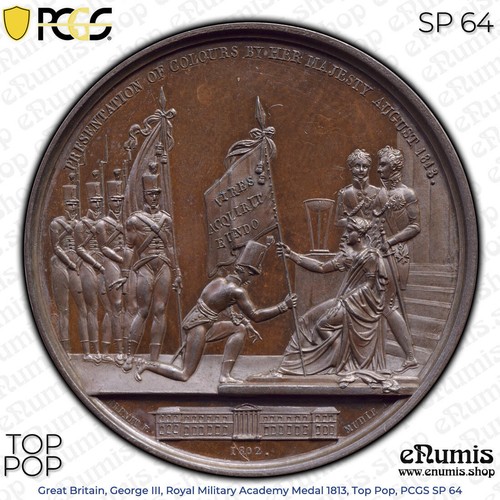 Gran Bretaña, Jorge III, Medalla de la Real Academia Militar 1813, Top Pop, PCGS SP64 - Imagen 4 de 8