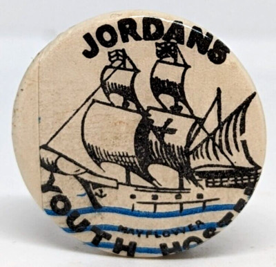 Vtg Jordans Youth Hostel Beaconsfield Mayflower Ship Boat Sail Badge Pin (P2098