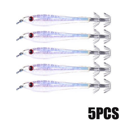 5PCS Luminous Shrimp Lures Octopus Squid Jigs Fishing Tackle Bait 9.5cm/ 6g - Picture 17 of 17
