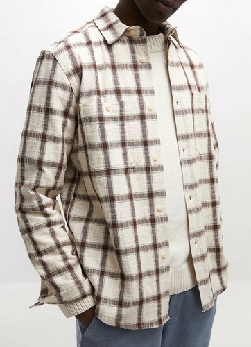 ZARA 'Textured Plaid Overshirt' Men's Soft Relaxed Fit Shirt Jacket L Brown NWT! - Picture 15 of 21