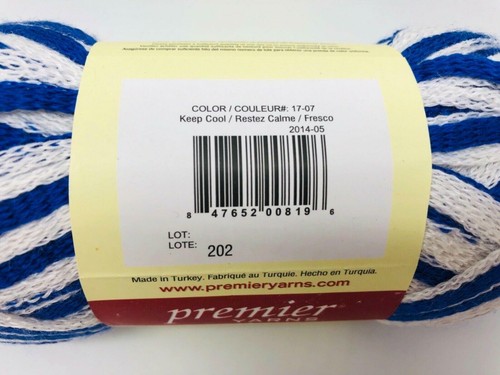Madeja única de polietileno Premier Yarns Starbella Stripes Keep Cool azul blanco #17-07 - Imagen 3 de 7
