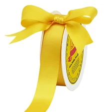 Double Face Maize Yellow Satin Ribbon 7/8 inch X 25 Yards Polyester Maize Yel...