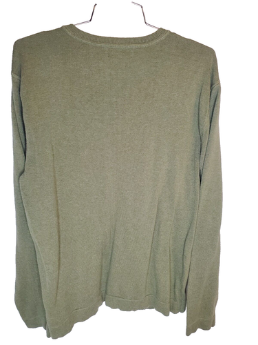 Banana Republic Verde Musgo Cuello en V Suéter Hombre: L Varsity Corte Suelto Algodón Lavado - Imagen 3 de 3