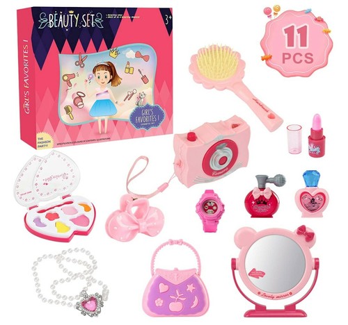 LOSLANDIFEN Pretend Beauty Set für Mädchen - 11-teilig Rosa Prinzessin Friseursalon Spielzeug für - Bild 1 von 7