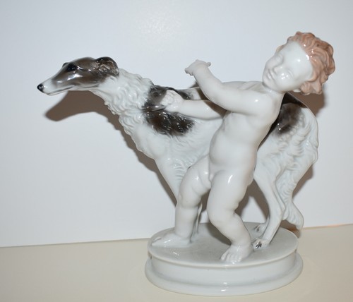 Rosenthal Porzellanfigur Putti und russischer Borzoi - Bild 5 von 8