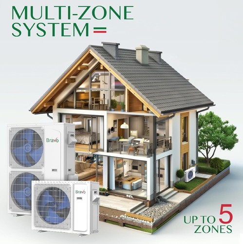 24000 BTU Dual Zone 9K+12K BTU Ceiling Cassette Mini Split A/C and Heater - Picture 3 of 8
