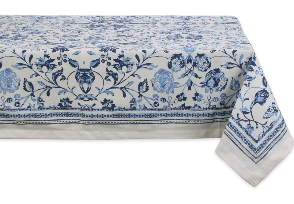 MANTEL DISEÑO IMPORTS AZUL MADEIRA 60"x 84" 100% ALGODÓN FLORAL CAMZ11593 NUEVO Foto 2 de 4