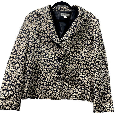 Danillo Womens Blazer Sweater Size 18 Black Beige Dots Button V Neck - Picture 1 of 8