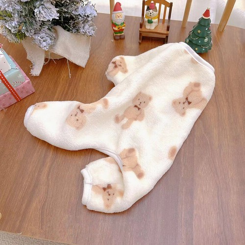 Pet Plush Jumpsuit Dog Clothes Warm Velvet Pajamas Kitten Puppy Cute Pullover Ḵ - Picture 9 of 17
