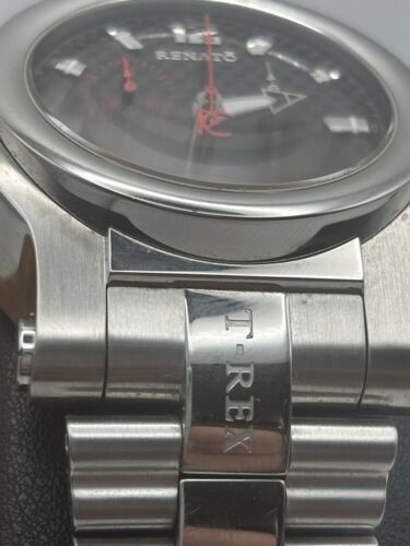 RENATO T REX DIVER SWISS QUARTZ CHRONOGRAPH MOVEMENT BLACK CARBON FIBER DIAL - Picture 4 of 18