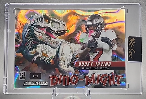 Bucky Irving 1/1 2024 Wild Card Dino Might Rookie RC White T-Rex Lava Foil Bucs