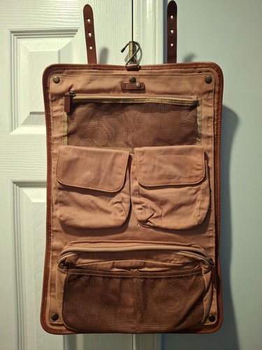 Roter Umschlag faltbar braun Leder Kulturbeutel mit waschbaren Fächern/Panel - Bild 1 von 12