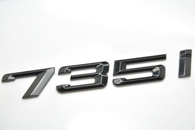 Glanz Schwarz 735i Heck Kofferraum Flach Auto Abzeichen Emblem Buchstabe Nummer für BMW