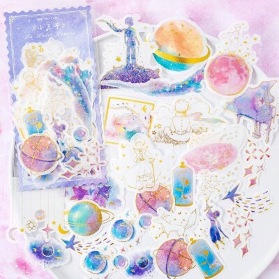 60 Pcs Gold Foiled stickers, The Little Prince, Rose, Bullet Journal