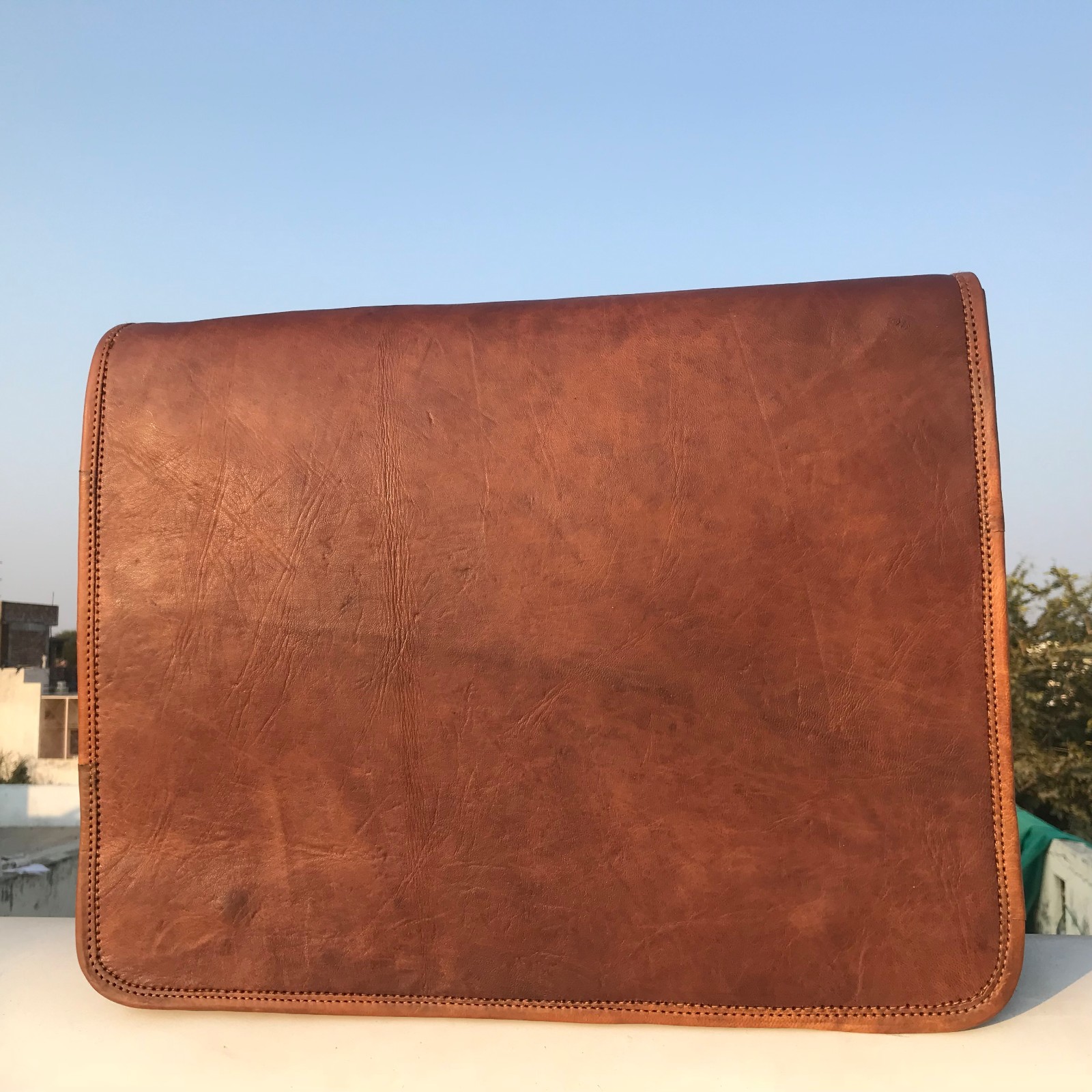 ; S Naturale Vacchetta a Tracolla Spalla Borsa Nuovo uomo marrone pelle