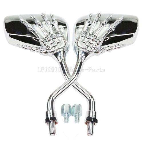 Chrome Skull Hand Motorcycle Mirrors For Honda Shadow VLX 600 VT600C 1100 750 - Bild 1 von 6