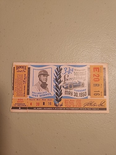 34. Indy 500 Rennticket Stub 30. Mai 1950