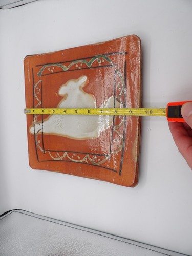 Juego de 2 platos de cena cuadrados de cerámica artística de estudio lanzados a mano 9,5"x9,5" firmados - Imagen 15 de 16