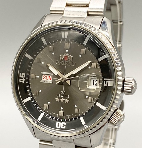 Orient AA00-C0-B King Master Automatik Uhr Stahl graues Zifferblatt mit Box gebraucht Japan - Bild 3 von 14