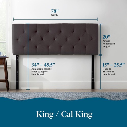 Luxury Diamond Tufted Adjustable Headboard for King/Cal King Beds - Modern Style - Picture 4 of 8