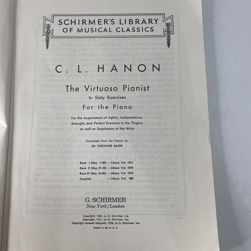 Hanon Vol 925 Il Pianista Virtuoso in Sessanta Esercizi per Pianoforte 1928 Schirmer - Foto 2 di 3