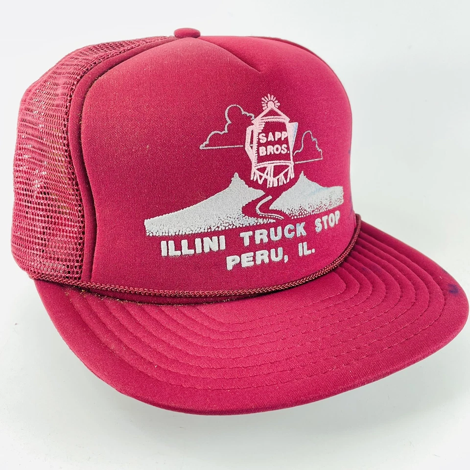 Gorra de camionero Sapp Bros Illini Truck Stop Perú Illinois malla Snapback de colección Foto 3 de 4