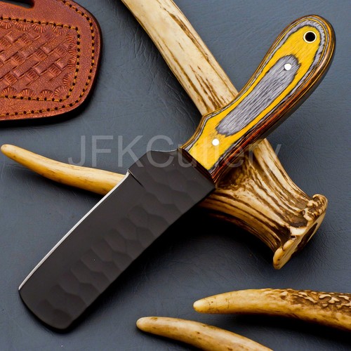 HAND FORGED RAIL ROAD CARBON STEEL BULL CUTTER/COWBOY KNIFE & WOOD HANDLE; 5910 - Picture 4 of 8