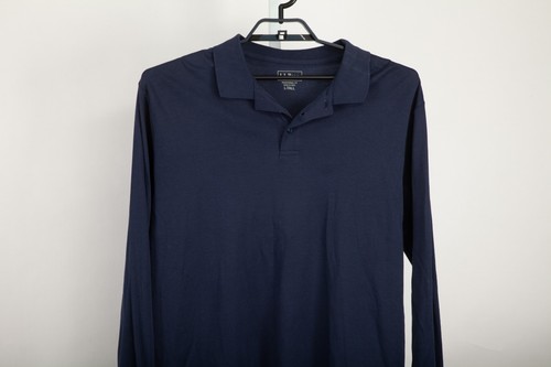 LL Bean Polo Shirt Men Large Tall Blue Long Sleeves Traditional Fit Pima Cotton - Picture 2 of 9