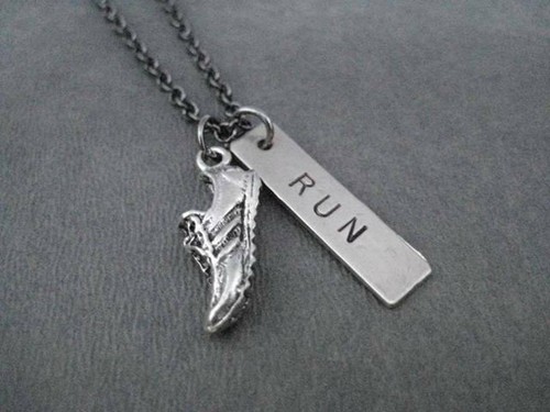 RUN RUNNER RUN~Running Necklace on 18 inch gunmetal chain~RUNNING JEWELRY - Picture 4 of 9