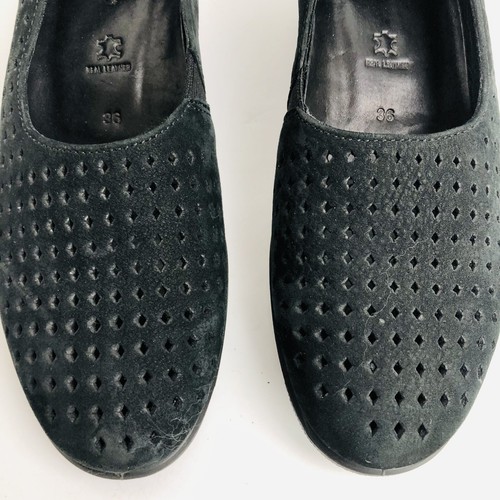 ECCO Womens Felicia Black Perforated Suede Slip On Wedge Loafer Comfort Shoes 36 - Picture 4 of 11