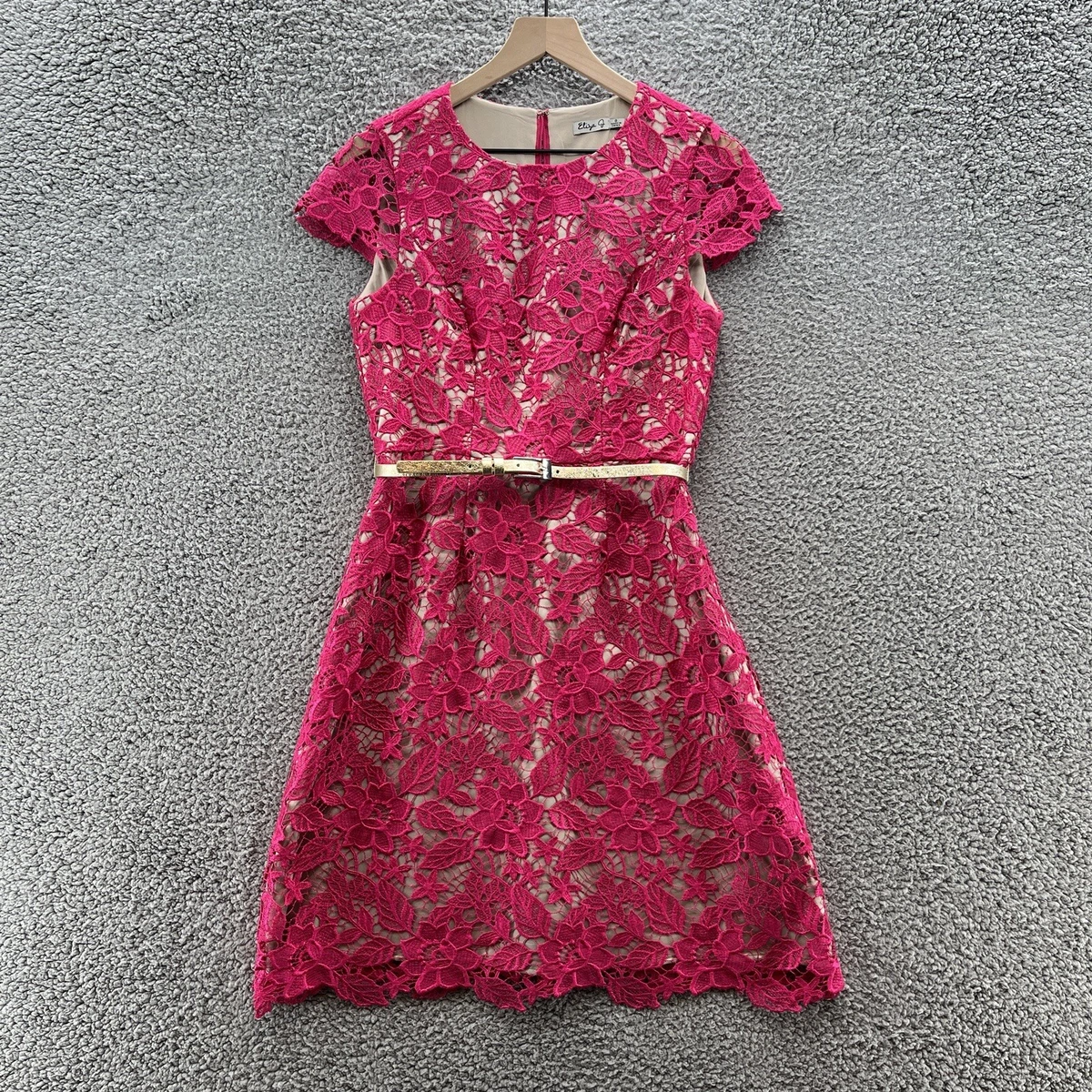 Eliza j short sleeve hotsell fit & flare lace dress