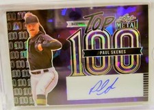 PAUL SKENES #9 /9 AUTO TOP 100LEAF METAL BASEBALL 2023