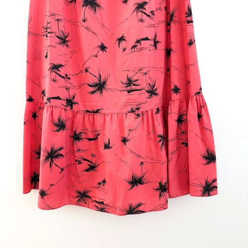 Vintage Hilo Hattie Hawaiian Off the Shoulder Dress XL Red Palm Trees - Picture 4 of 9