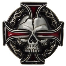 Celtic Red Cross Skull Skeleton Belt Buckle