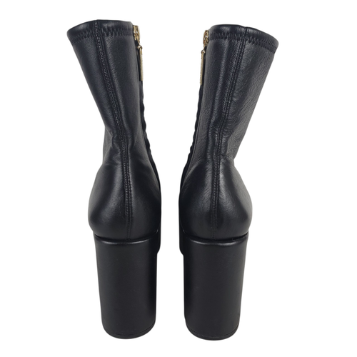 Botas LARROUDE Miso 8.5 Cuero Negro Grueso Plataforma Bloque Tacón Cremallera Lateral - Imagen 7 de 11