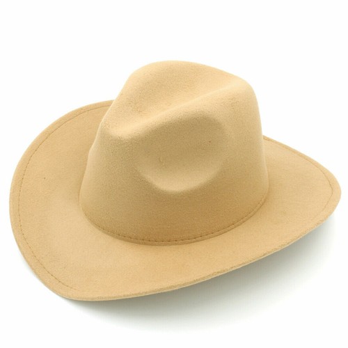 Fashion Women Men Cowboy Hat Wool Blend Western Cowgirl Cap Wide Brim Jazz Caps - Picture 7 of 35