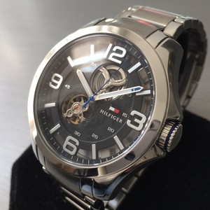 Mens Tommy Hilfiger Designer Watch Automatic Steel Skeleton Black Genuine Ebay