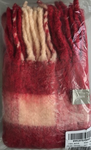 (NEW) Women's J.Crew Red Brushed Woven Scarf in Stripe - Size: One Size - Picture 7 of 7