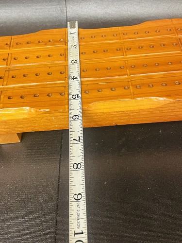 Beautiful Rustic Vintage Hand Crafted Wooden Cribbage Board Stained Oak Large - Picture 8 of 9