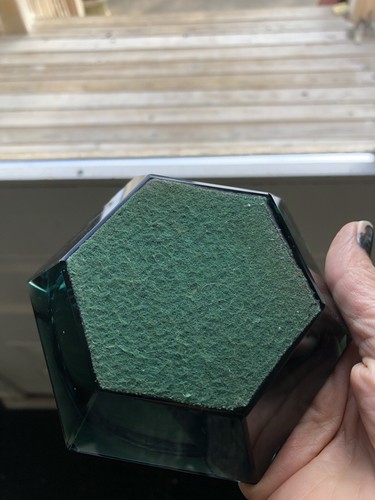 mcm green crystal Handblown And Cut ashtray - Picture 8 of 11