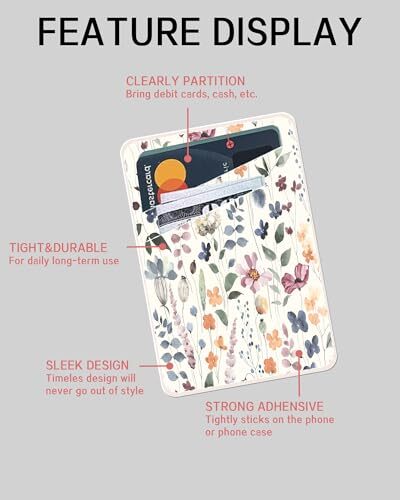Phone Card Holder, Dual Pocket Leather Phone Wallet Adhesive Stick On, Cute - Picture 7 of 7