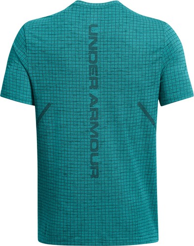 Under Armour Seamless Grid Mens Training Top Green Short Sleeve Gym T-Shirt - Picture 5 of 5