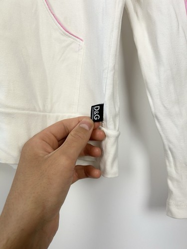 Sudadera con capucha de algodón con cremallera completa Dolce & Gabbana de lujo vintage para mujer talla mediana blanca - Imagen 7 de 11