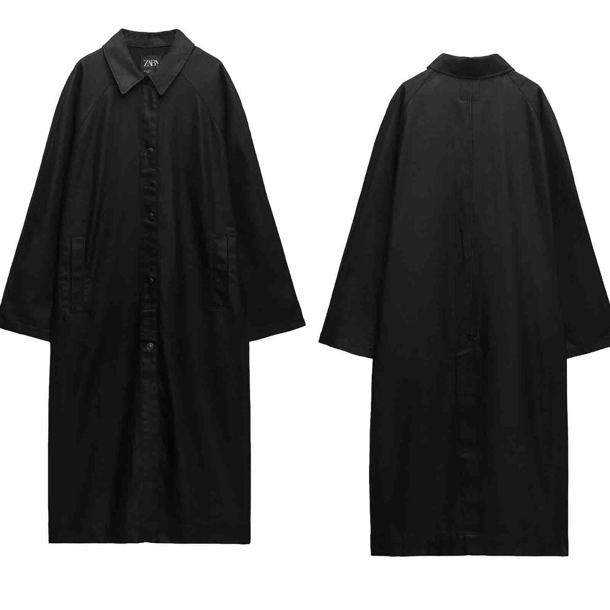 ZARA NEW WOMAN OVERSIZED COATED DENIM TRENCH COAT BLACK ALL SIZES REF 5520 271 eBay
