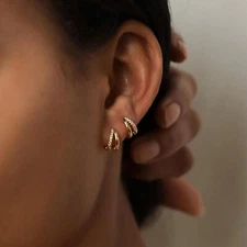 Gold Small Hoop Earrings for Women Trendy Dainty brass plated in 14k gold Huggie