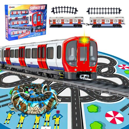 Electric Subway Train Toy Blue Carpet Light Sound 18PCS Educational Storage Mat - Picture 11 of 11