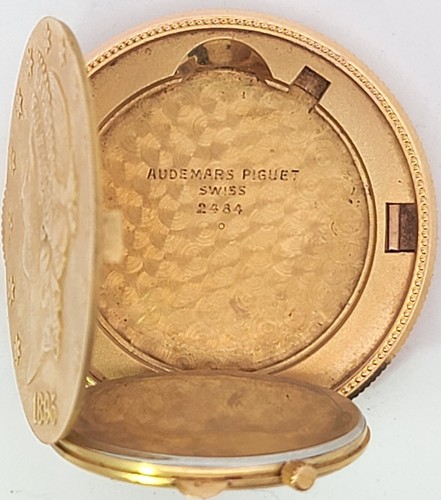 AUDEMARS PIGUET RARE 1895 S US $20.00 Gold Coin Pocket / Desk Watch 22K Gold WOW - Picture 5 of 10